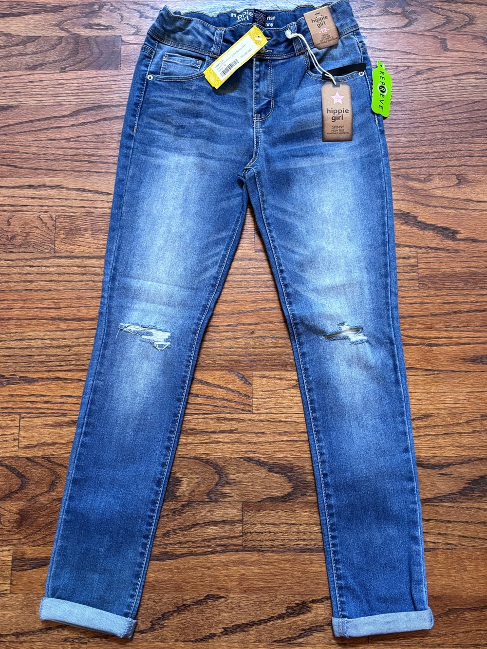 NWT Hippie Girl brand Distressed Blue Skinny Jeans